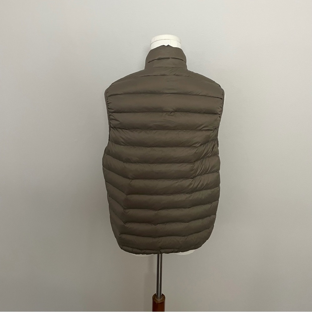 Hawk & Co Vest Puffer Reversible Duck Down Pockets Lightweight Olive Green Tan - Picture 15 of 15
